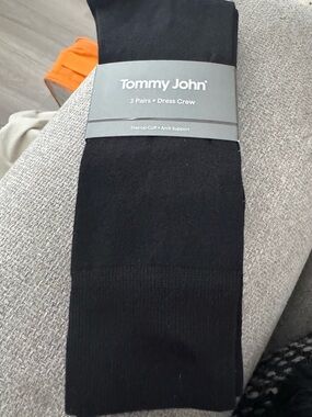 Tommy John Dress Crew Sock 3 Pack Black M/L New Ribbed Arch Support